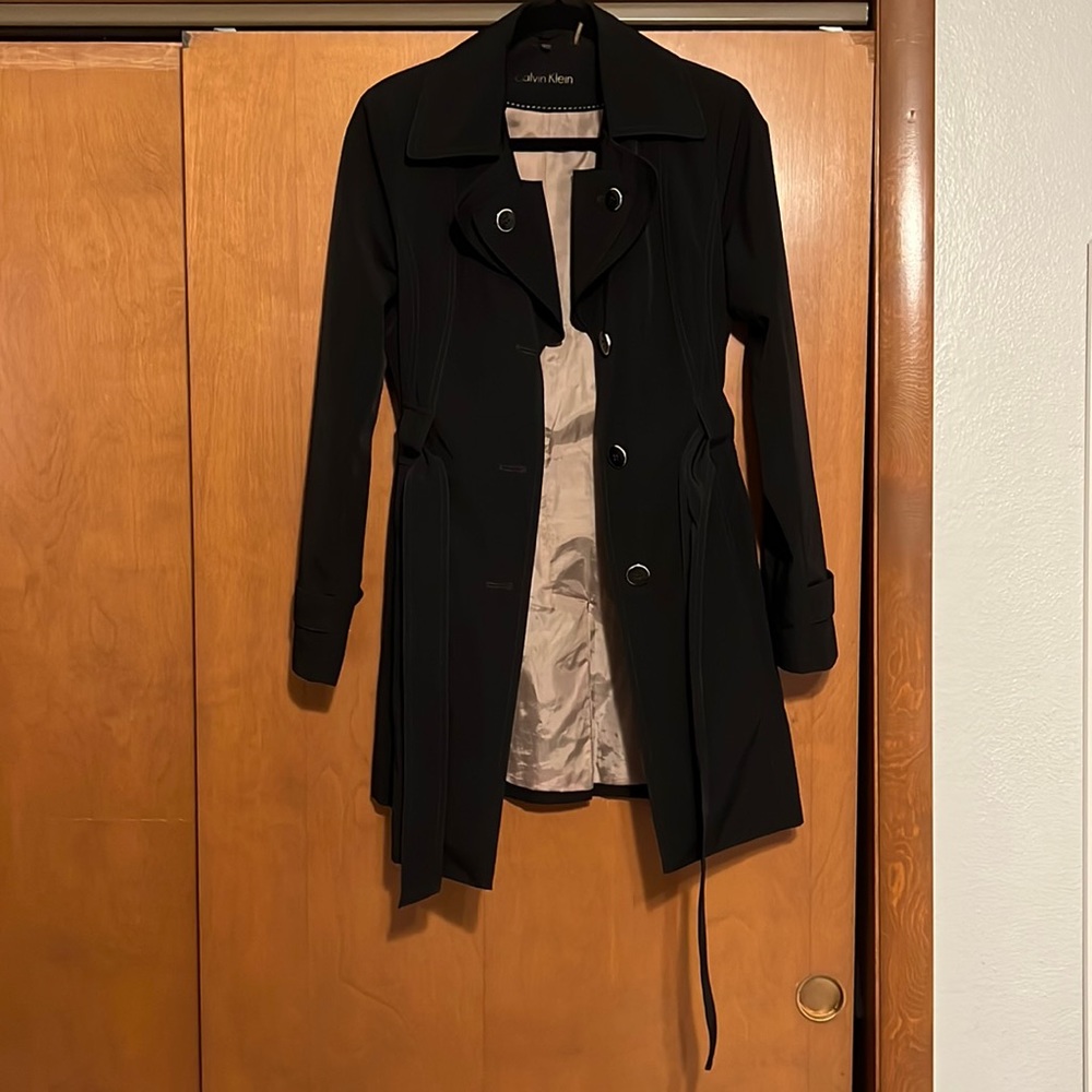 Calvin Klein Black Trench Coat (Size Small)